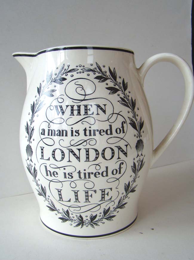 The 'LONDON' Jug with quotation from Dr. Samuel Johnson and poem by William Wordsworth by Wedgewood circa 1970